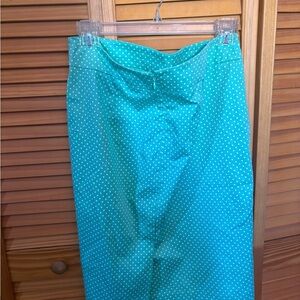Ann Taylor Turquoise Polka Dot Pencil Skirt